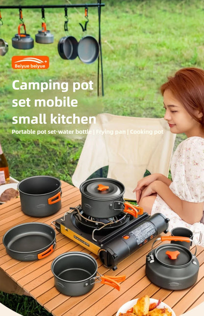 Complete camping kookset – potten, pan & waterketel