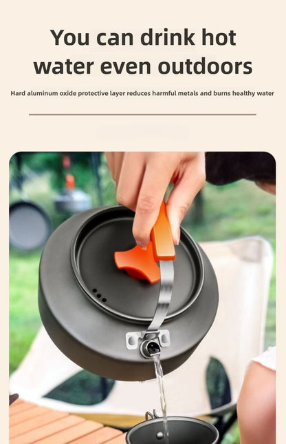 Complete camping kookset – potten, pan & waterketel