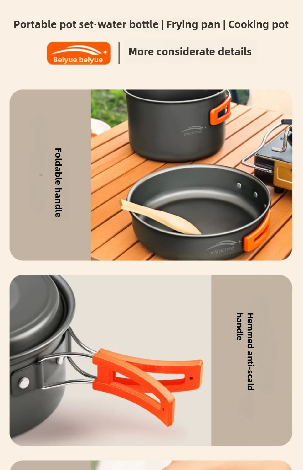 Complete camping kookset – potten, pan & waterketel
