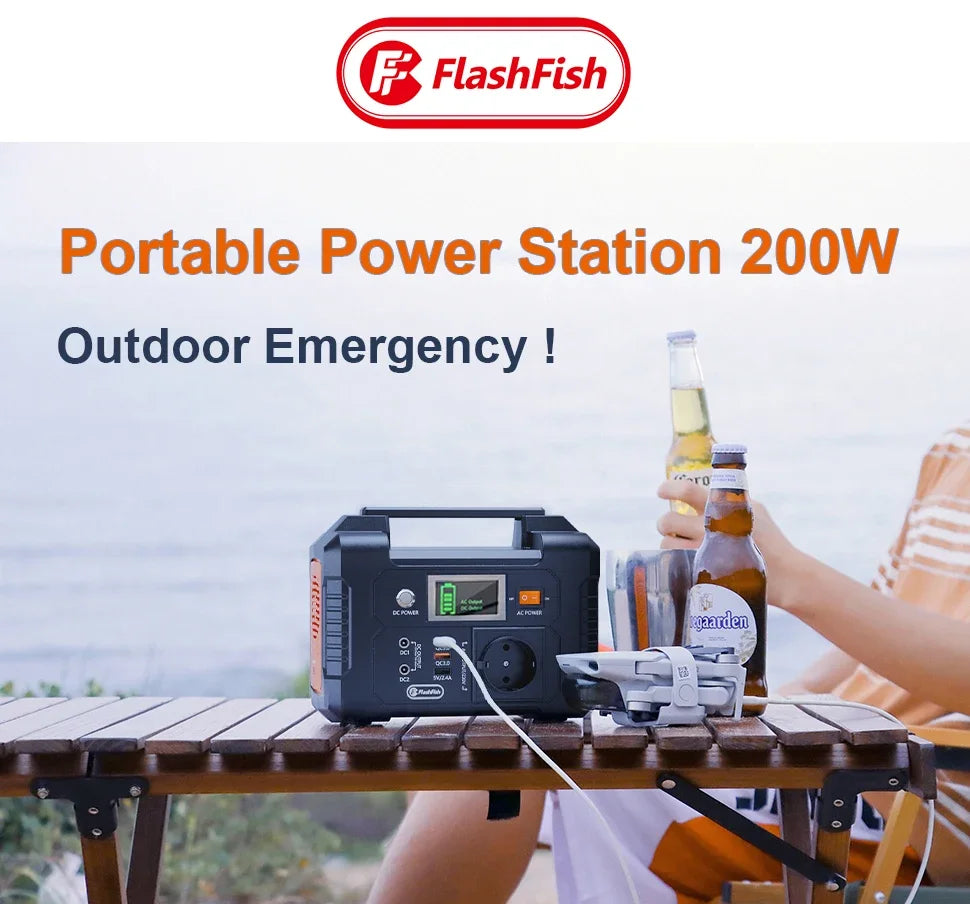 FF Flashfish E200 200W Portable Power Station 151Wh Solar Generator with 60W Foldable Solar Panel Battery Complete Kit Set