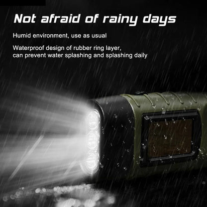 LED Flashlight Hand Crank Solar Powered Rechargeable
