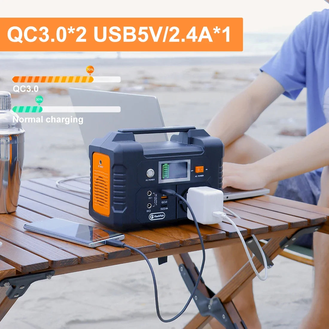 FF Flashfish E200 200W Portable Power Station 151Wh Solar Generator with 60W Foldable Solar Panel Battery Complete Kit Set