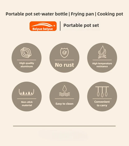 Complete camping kookset – potten, pan & waterketel