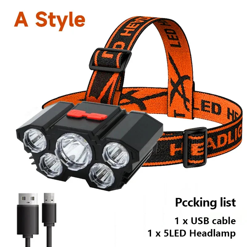 5 LED Flashlight Rechargeable with Built in Battery
