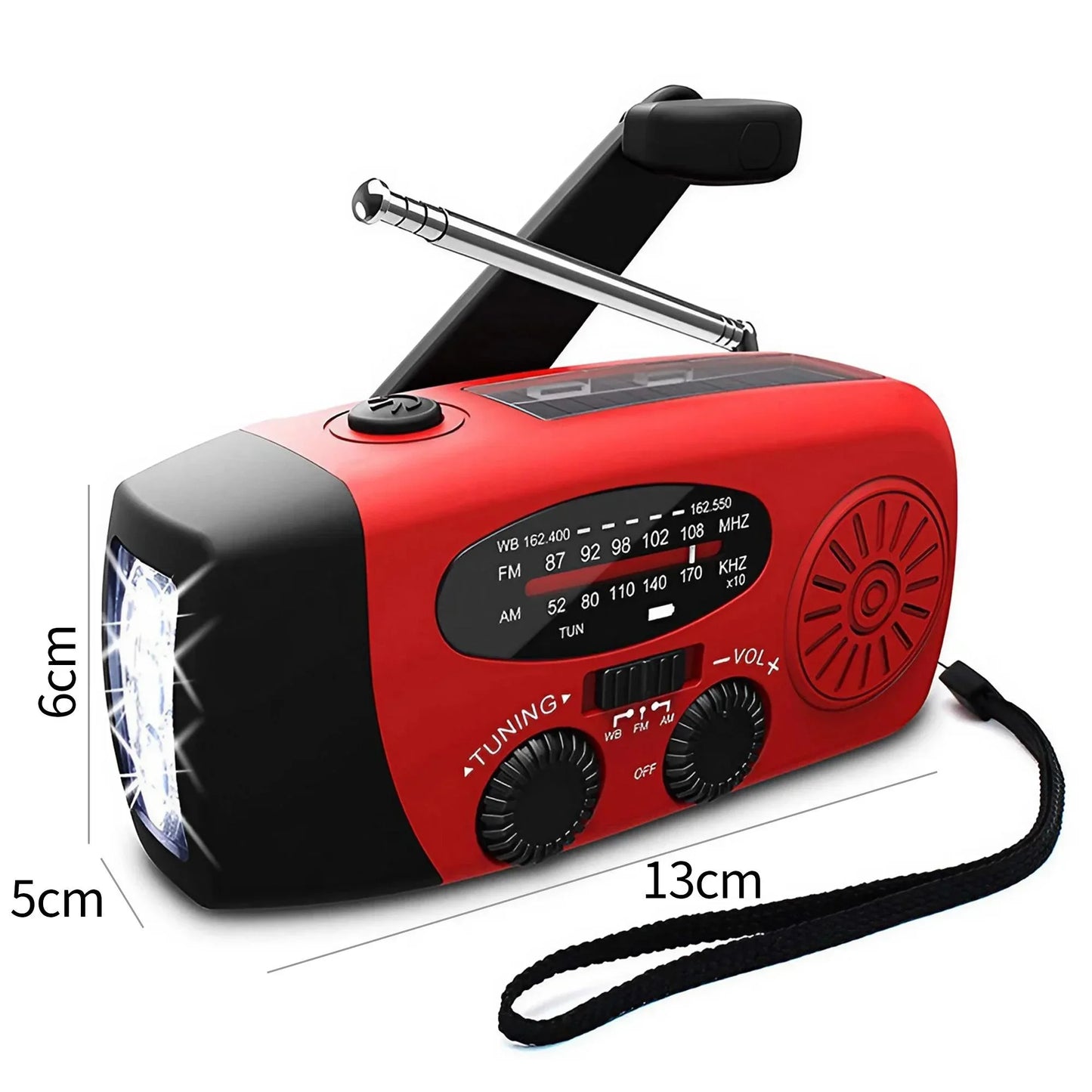 Multifunctionele Noodradio met Solar, Hand Crank, Powerbank en LED Zaklamp