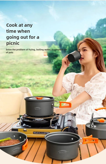 Complete camping kookset – potten, pan & waterketel