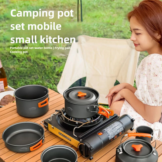 Complete camping kookset – potten, pan & waterketel