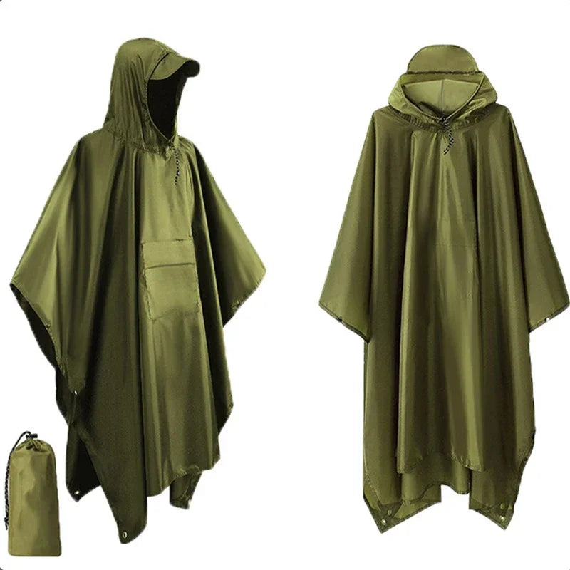 3 In 1 Outdoor Military Raincoat Hooded Sleeve