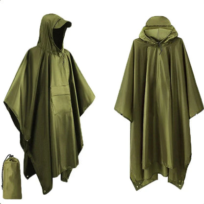 3 In 1 Outdoor Military Raincoat Hooded Sleeve