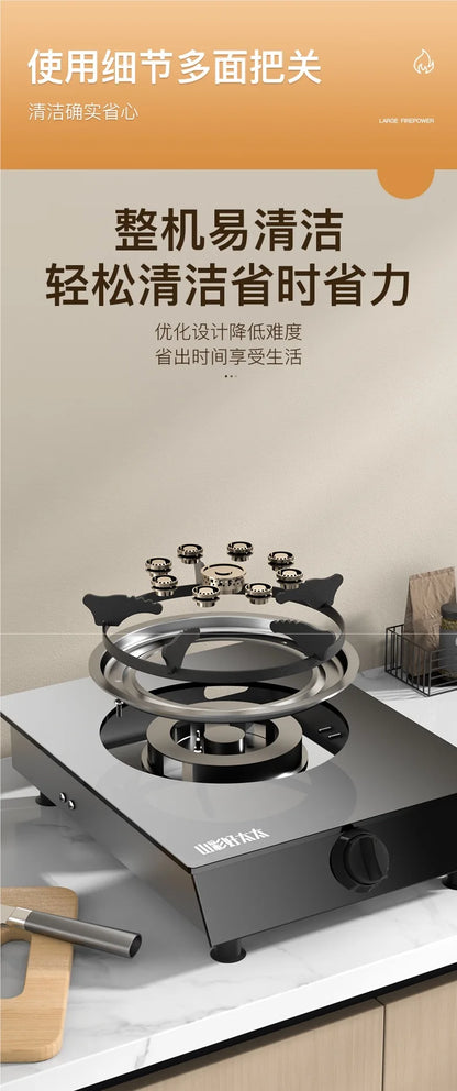 Krachtige enkelvoudige gasbrander met gehard glas & elektronische ontsteking