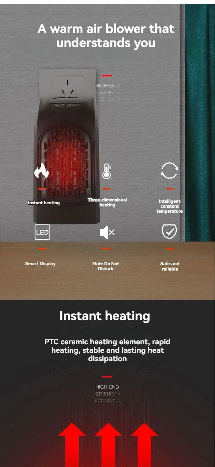 Mini keramische verwarming met timer en afstandsbediening