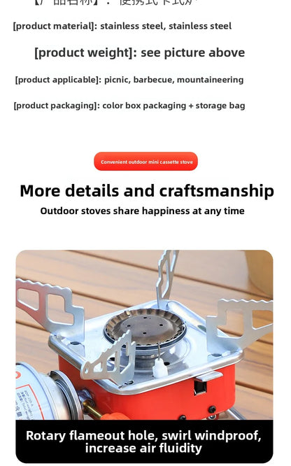 Draagbare cassette gasbrander voor outdoor & camping