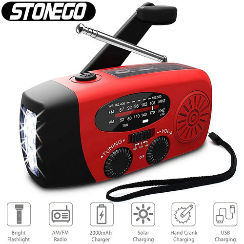 Multifunctionele Noodradio met Solar, Hand Crank, Powerbank en LED Zaklamp
