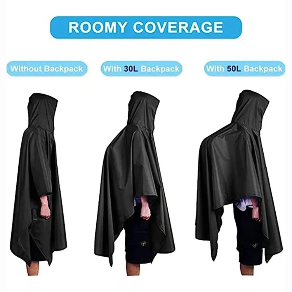 3 In 1 Outdoor Military Raincoat Hooded Sleeve
