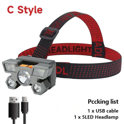 5 LED Flashlight Rechargeable with Built in Battery