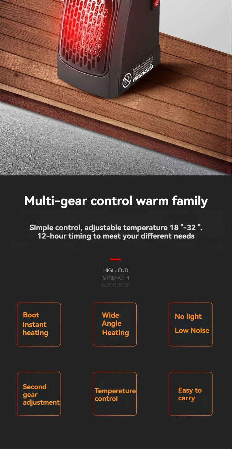 Mini keramische verwarming met timer en afstandsbediening