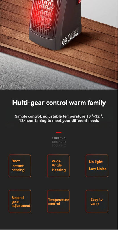 Mini keramische verwarming met timer en afstandsbediening