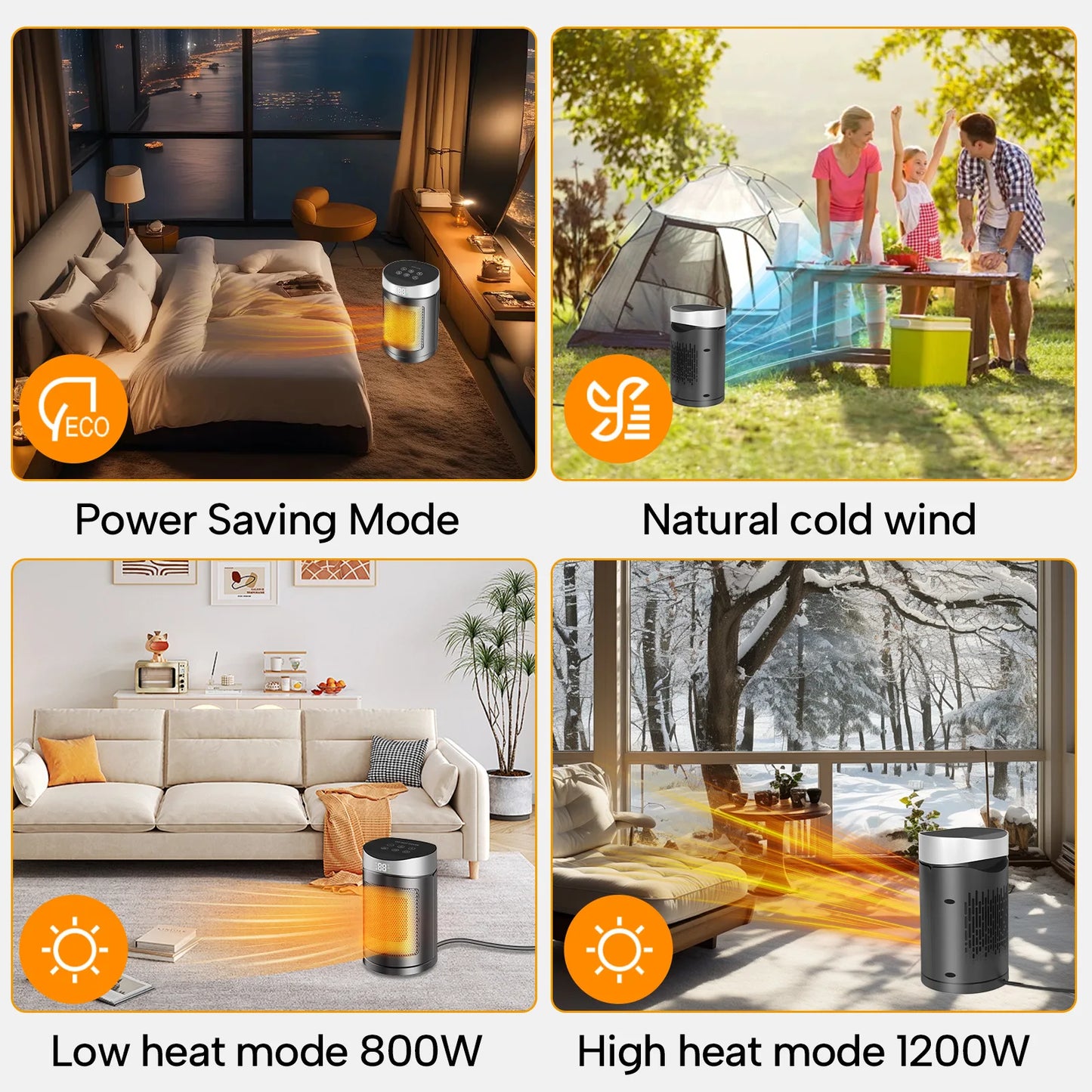 Portable Electric Heater Space Heater Indoor Energy Saving Hot Air Heater Energy Efficient for Household Desktop Office Winter