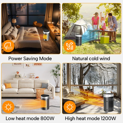 Portable Electric Heater Space Heater Indoor Energy Saving Hot Air Heater Energy Efficient for Household Desktop Office Winter