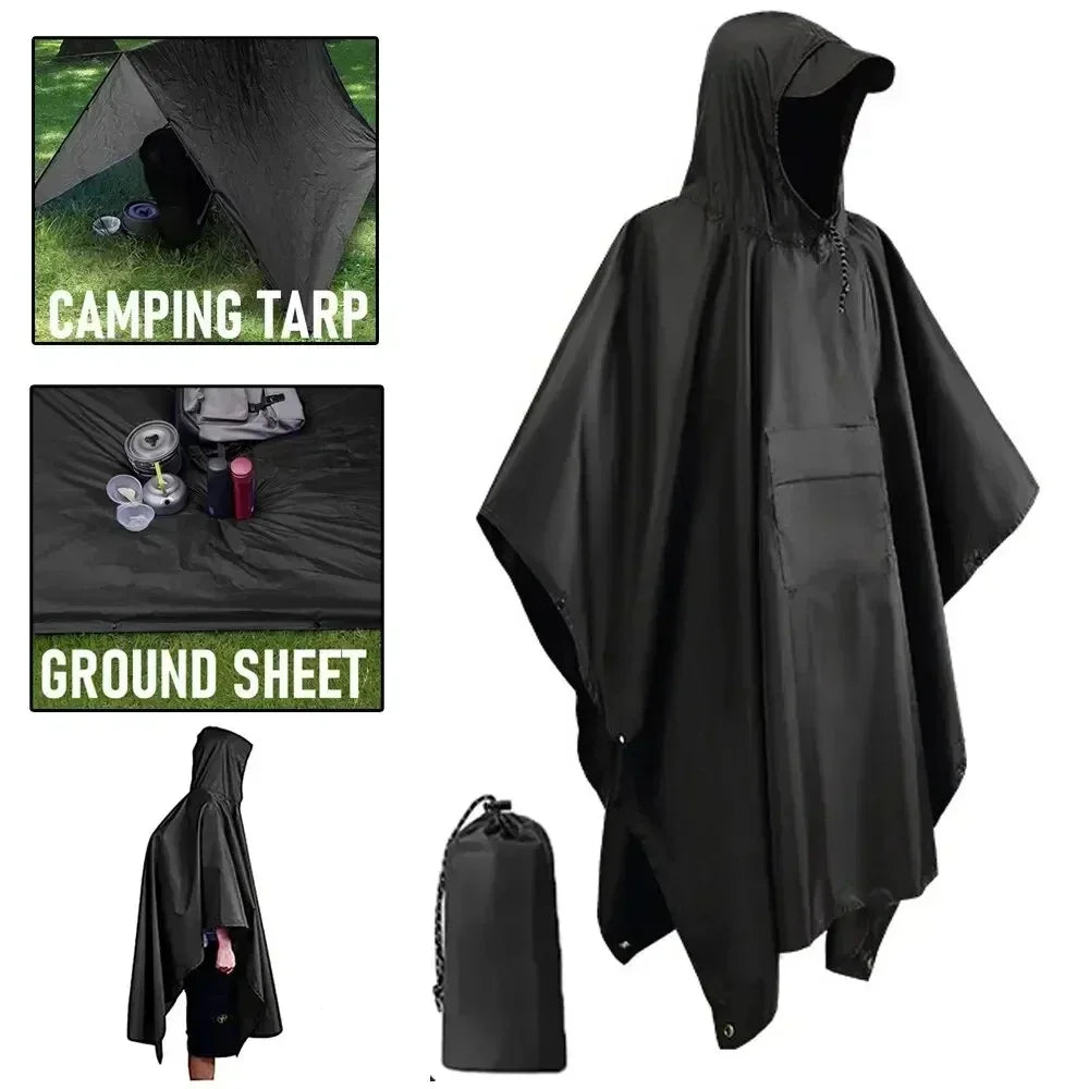 3 In 1 Outdoor Military Raincoat Hooded Sleeve