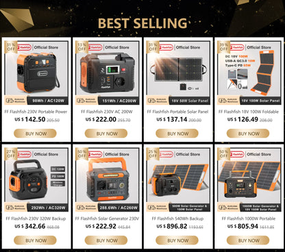 FF Flashfish E200 200W Portable Power Station 151Wh Solar Generator with 60W Foldable Solar Panel Battery Complete Kit Set