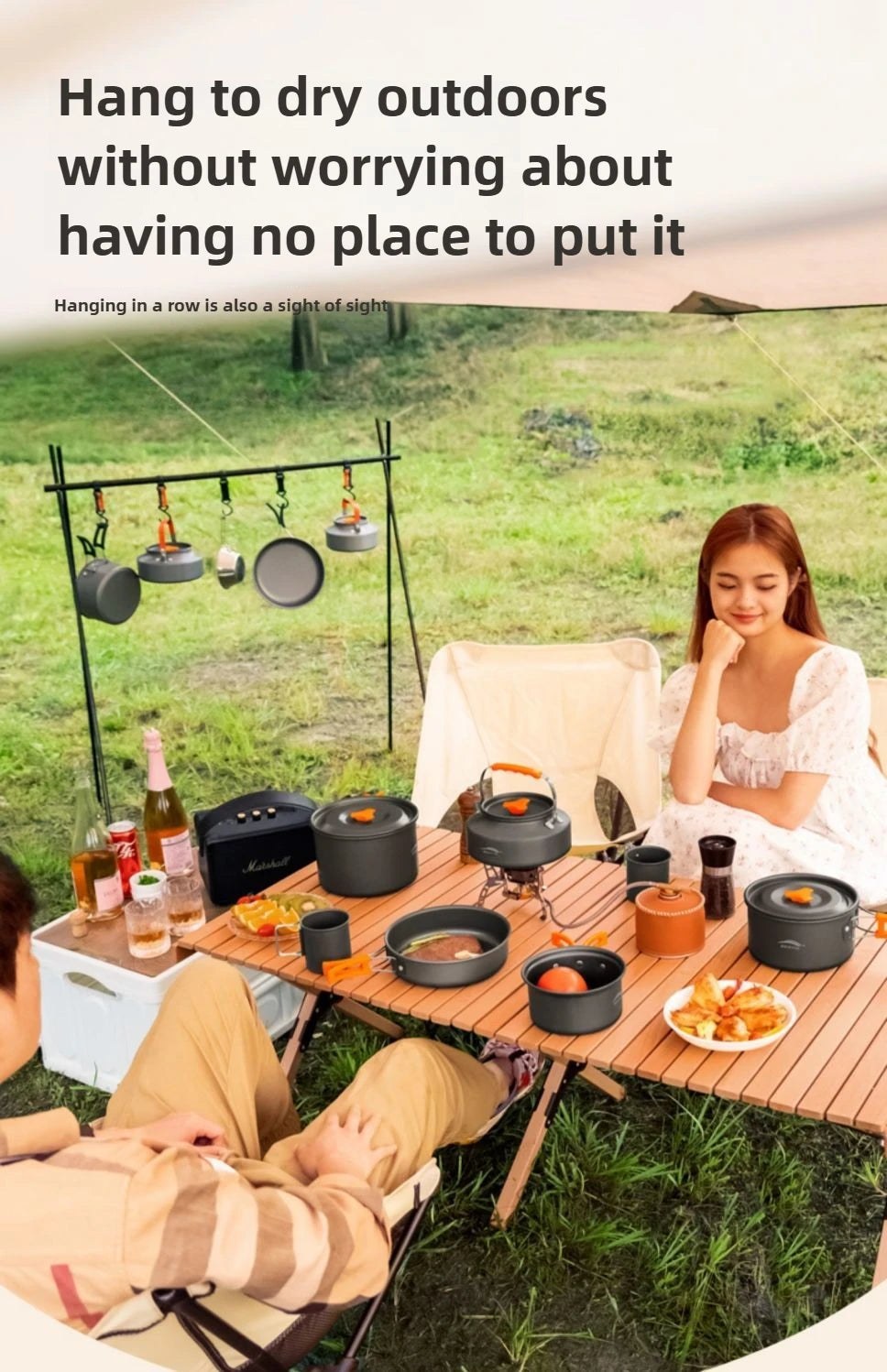 Complete camping kookset – potten, pan & waterketel