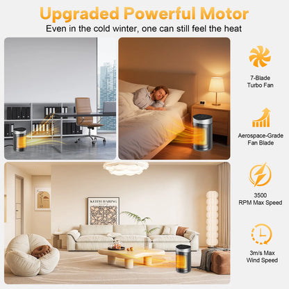 Portable Electric Heater Space Heater Indoor Energy Saving Hot Air Heater Energy Efficient for Household Desktop Office Winter